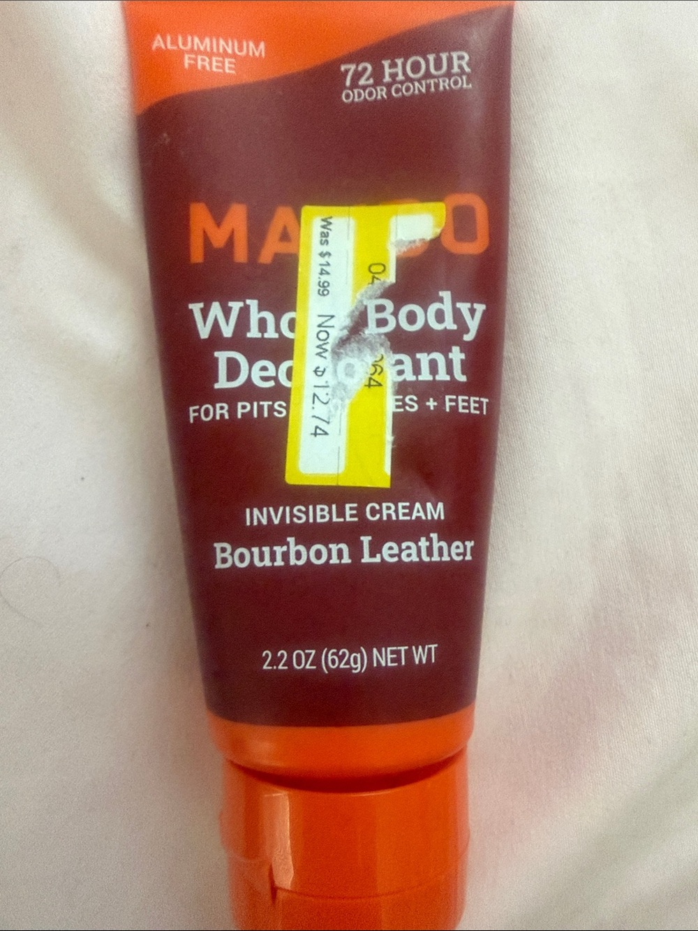 Mango Whole Body Deodorant Invisible Cream — Burgundy and Orange